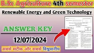 Renewable Energy and Green Technology Answer Key 12/07/2024 4th semester objective question