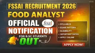 FOOD ANALYST VACANCY| FSSAI RECRUITMENT 2026 | BSC STUDENT 