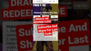 DRACO AK REDEEM CODE FREE FIRE || FREE FIRE REDEEM CODE LIVE | #FREEFIRESHORTS #SHORTS #FREEFIRE