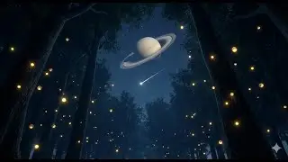 Magical Night Forest & Saturn Ambience | Deep Sleep, Relaxation, Meditation | 4K