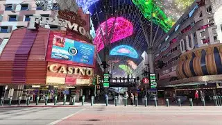 Last stroll @ the Fremont Street Experience in 4k in January 2026 - entertainers/people watching.