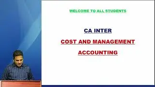CA  Inter Costing | Class 1 | Demo class | Introduction of costing | Up to Jan 2027 attempt