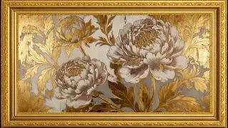 Elegant Gold Floral Painting | Luxury Peony Art | Classical Vintage Wall Art Aesthetic 2H