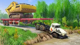 IMPOSSIBLE! Giant Excavator Transports Through DEADLY River
