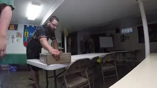 unloading 107 cases of tile into the churchs basement