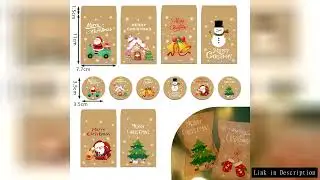 24pcs&nbsp;Christmas Gift Bags Candy Bags Merry Christmas Advent Calendar Numbers Stickers Kraft Paper Bo