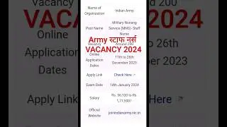 Army Staff Nurse Vacancy 2024🔥 Army Vacancy।#army Staff Nurse Vacancy 2024। #staffnurse #shorts