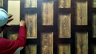 SANGAT MUDAH !! Buat Pola Effect 3D Motif Serat Kayu !! Inspirasi Dekorasi Dinding
