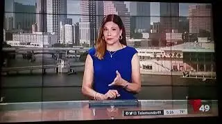 Cristina Puig Sexy Legs Blue Outfit Host Telemundo 49