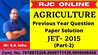 Previous Year Question Paper SolutionJET- 2015 Agriculture ( Part-2) | RJC ONLINE