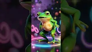 Cartoon frog running randomly, neon glow #aislop #frog  #aigenerated