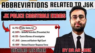 Abbreviations Related To Jammu & Kashmir || jkssb |Constable || By Dr AR Lone ||