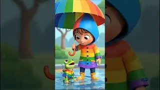 🌧️ Rainy Day Fun! Kid & Frog Splashing Dance | Cute Kids Shorts 🌈🐸