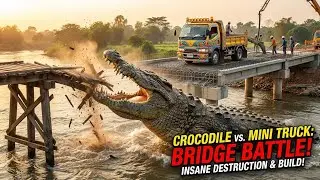 Wooden Bridge Smashed by Crocodile 🐊 | DIY Mini Truck Builds Solid Concrete Bridge | Engineering