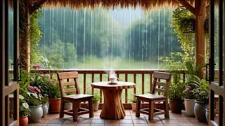 Heavy Rain on Cozy Porch 🌧️☕ | Rain Sounds for Sleep, Study & Relaxation (10 Hours)