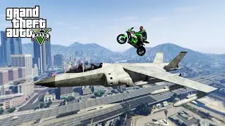 LANDING BIKES ON PLANES! - (GTA 5 Top 10 Stunts)