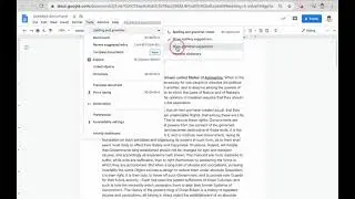 Google Docs: Turning Spelling/Grammar Suggestions On/Off