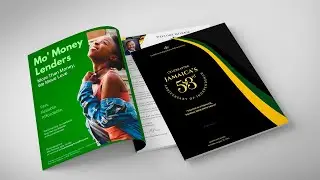 Island Gala Souvenir Book Template, 24-Page Canva Magazine | Jamaican Green & Gold Design #souvenir