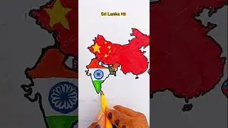 Draw Flag Map of Sri Lanka 🇱🇰 #srilanka #flag #map #drawing