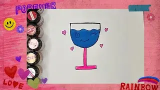 Draw a glass with blue water 💧 || Easy drawing for kids #drawing #pencil #color #easy #glass #viral