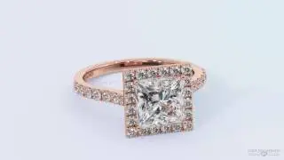 Princess Cut Halo Twist Rose Gold Diamond Engagement Rings - Cape Diamonds