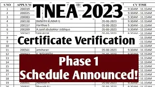 TNEA|2023|Phase 1|Certificate Verification Date Announced|Vincent Maths|