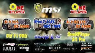OneXPlayer X1 Pro Ai 9 HX 370 & Msi Claw 8 Ai Ultra 7 258V & OneX Fly F1 Pro Ai 9 365 Test Game 30W