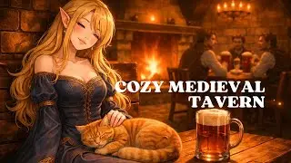 Relaxing Medieval Fantasy Tavern 🔥 Cozy Bard Music for Sleep | D&D & Witcher Tavern Ambience