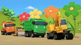 Strong heavy vehicles and the giant flowers | Poco Shapes song | Nursery Rhymes | Songs for Children