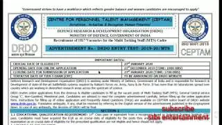 DRDO MTS VACANCY 2019  TOTAL VACANCY-1817 #STBIENTERTAINMENT