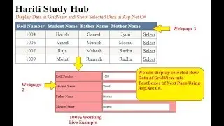 Display Selected Row of GridView Data into Another Page Asp.Net C# | Hindi | Free Online Classes