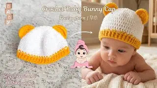 👶Crochet Baby Bunny Cap 🐰| Simple Tutorial |step-by-step | Beginners friendly | हिंदी |