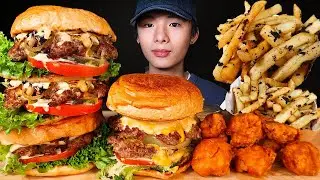 ASMR BURGER MATE 🍔 DOUBLE PINEAPPLE CHEESEBURGER + A4 WAGYU + FRIED CHICKEN (Eating Sound)| MAR ASMR