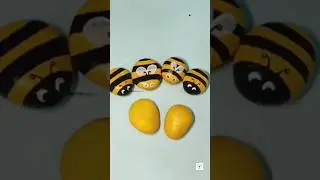 How To Paint Honey Bee On Stone | Easy Stone Painting Ideas For Beginners #honeybee #stone #shorts