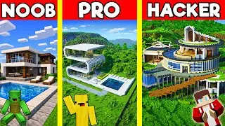 POOL HOUSE Build Battle In Minecraft - NOOB VS PRO CHALLENGE - Maizen Mizen Mazien Parody