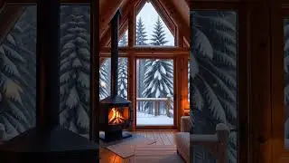 4K Fireplace Snowfall ❄️ Cozy Winter Cabin Ambience | Crackling Fireplace Sounds #cozy #relax #short