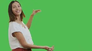 Woman presenting something with chroma background|Chroma Key|Greenscreen|Template| Effect|Backdrop