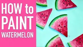 Time-lapse tutorial: How to paint Watermelon 🍉in acrylic