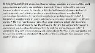 TO REVIEW QUESTIONS B. What is the difference between adaptation and evolution? How could competitio