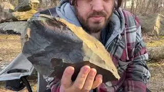 Tiktok livestream flintknapping VERY large knife blade