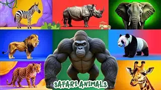Safari Animal Sounds Song | Nursery Rhyme for Kids - Learn Animal Names and Sounds