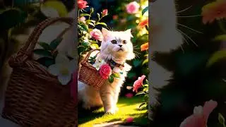 A BEAUTIFUL MOMENT OF PICKING FLOWERS FROM THE GARDEN #shorts #cat #love