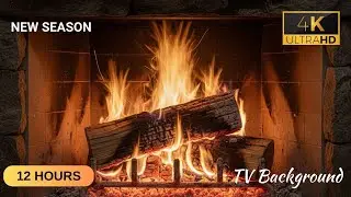 Cozy Fireplace 4K (12 HOURS) | Fireplace with Crackling Fire Sounds | Crackling Fireplace 4K