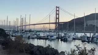 🌊 Sunset at the Marin. 🌅 Sound of Strong Wind, Birds, Waves. Golden Gate Bridge, SF 🌊