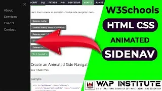 W3Schools - how to create an animated side navigation | sidenav ovelay | sidenav push in hindi