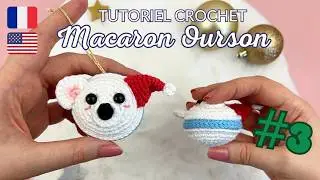 How to crochet a Christmas Bear Macaron? 🎅 - CROCHET TUTORIAL for beginner