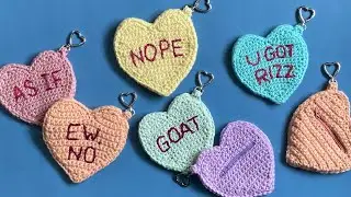 Crochet Heart Mini Pouch