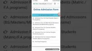 Aiou Online admission form autumn 2019