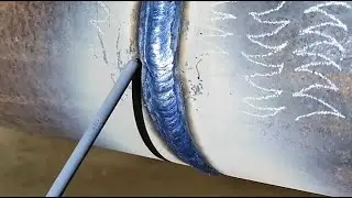 Real shot electric welding uses 507 electrode, iron pipe cover surface!