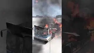 Blowing Up a City Bus With Multiple Explosive Barrels in BeamNG Drive